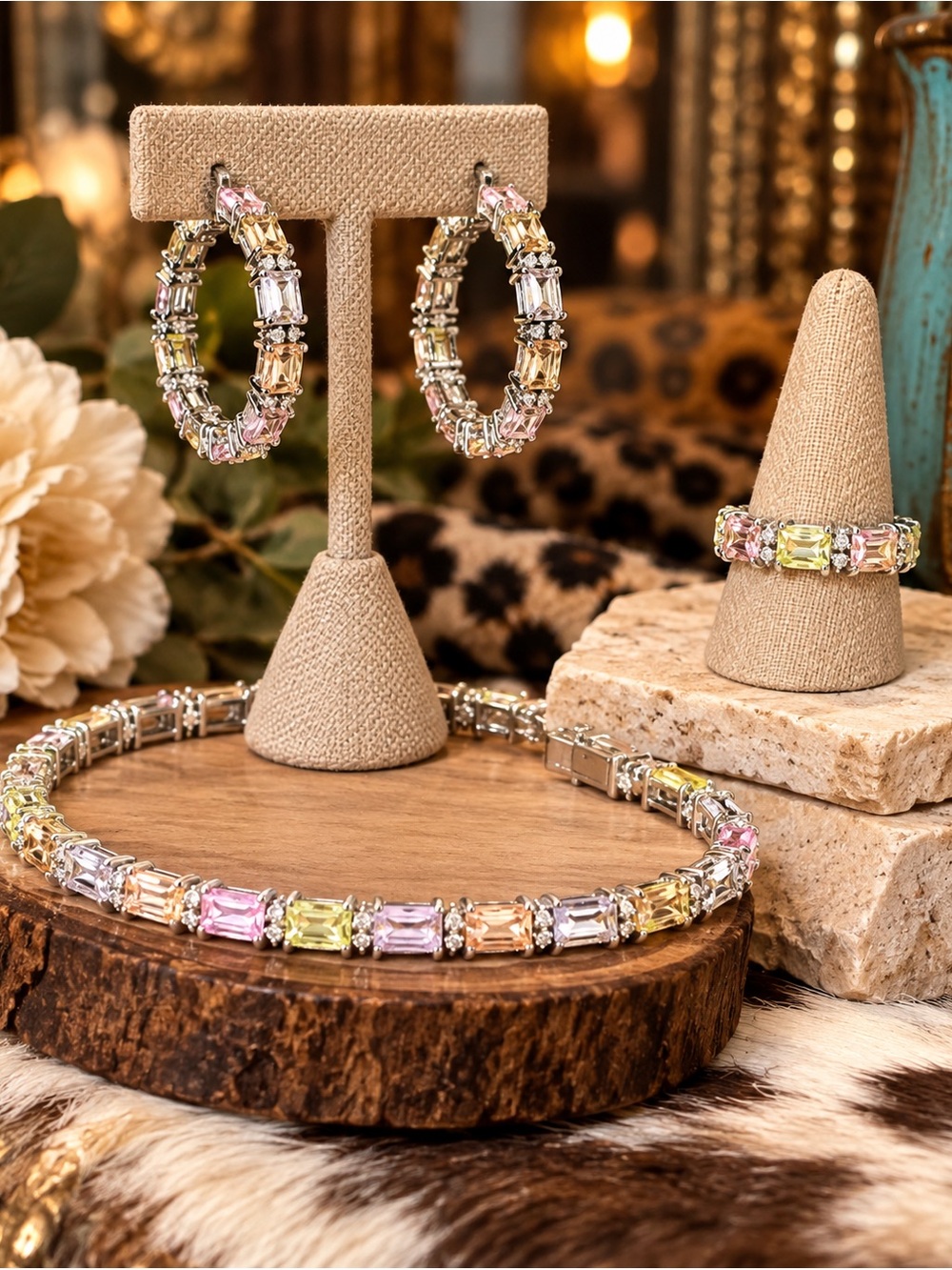 ark Lane Candy Cloud Collection Bracelet Earrings Ring 3-Piece Jewelry Set